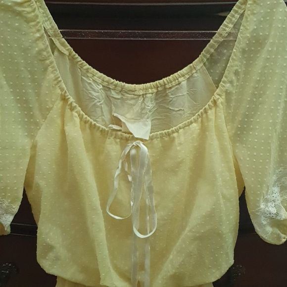 Vintage Roberta California Lemon Yellow Lace & Dots Prairie Dress 13/14 - Picture 5 of 8